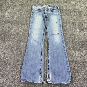Big Star Jeans Womens 31L Blue Sweet Ultra Low Rise Bootcut Distressed Denim
